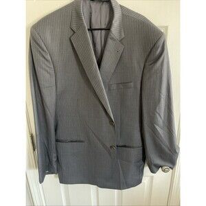 Jos. A. Bank Mens 100% Wool Gray Pinstripe Blazer Sport Coat 2 Button 50L